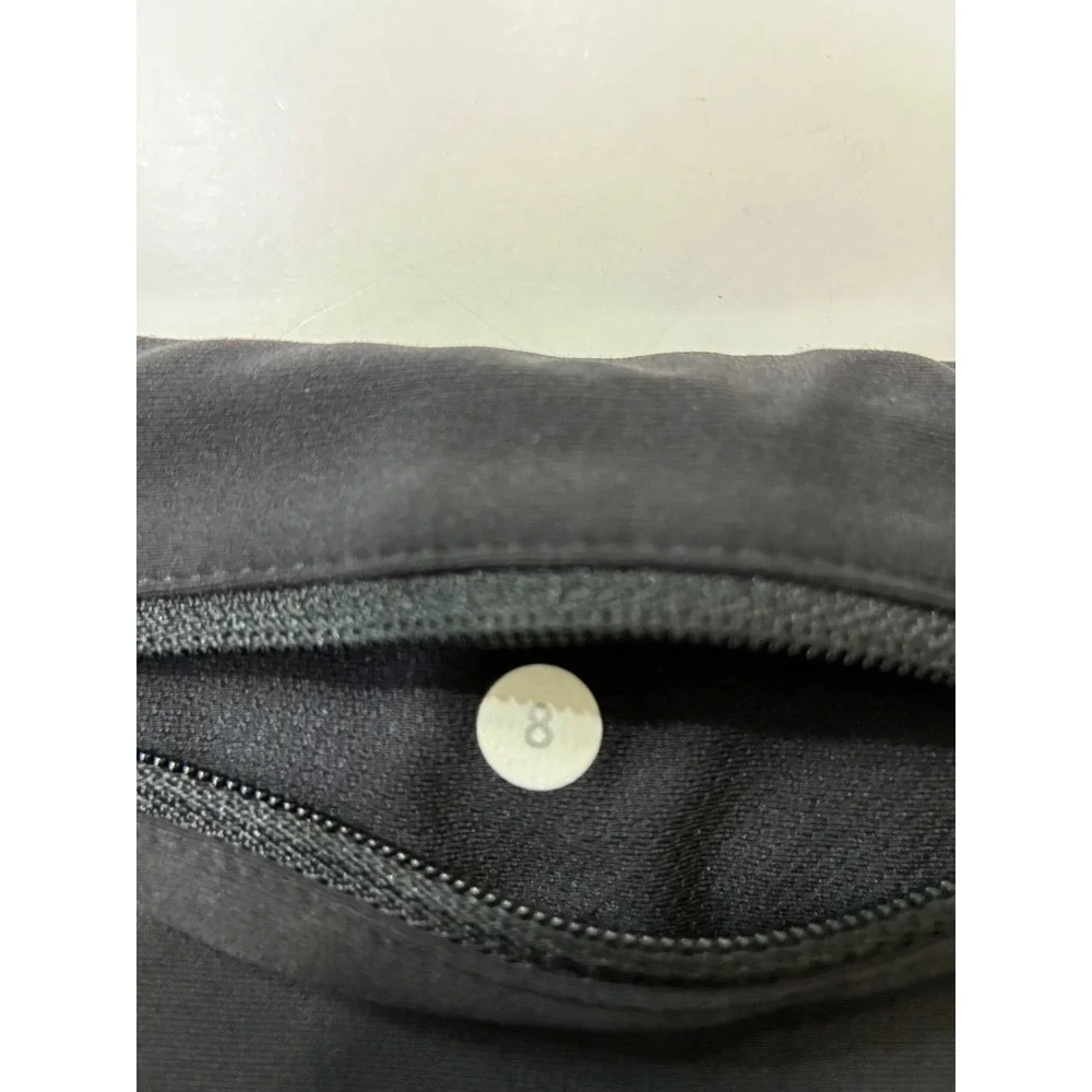 Lululemon Scalloped Hem Digital Print Athletic Leggings Black Size 8 Pocket - Picture 8 of 9